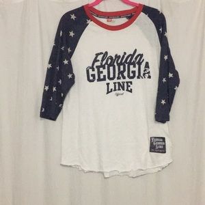 Florida Georgia Line Red white and blue baseball T